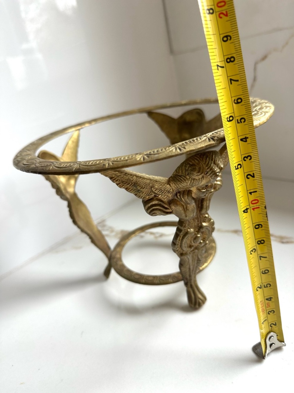 Vintage Brass angel Cherub Plant Stand Putti Jardiniere Small Flower Pot Holder - Picture 4 of 5